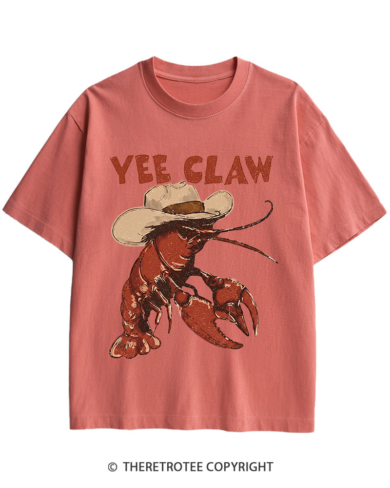 TheRetroTee Trendy Yee Claw 1980s Heavy Cotton T-Shirt