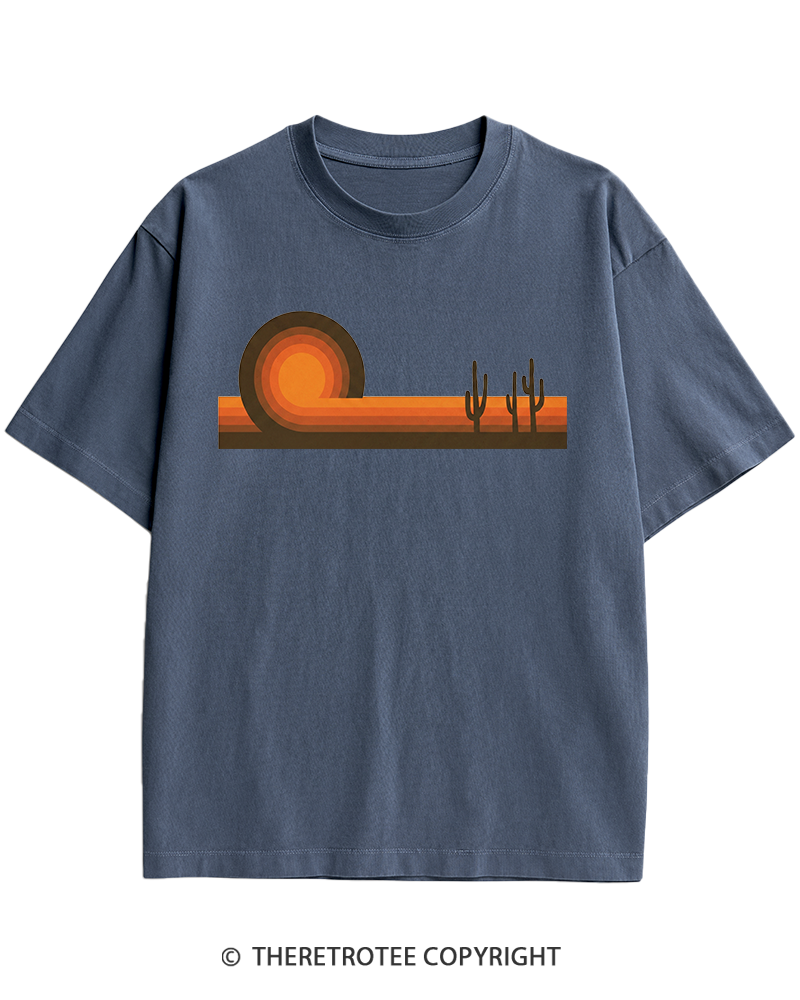 TheRetroTee Desert Horizons 1970s Heavy Cotton T-Shirt