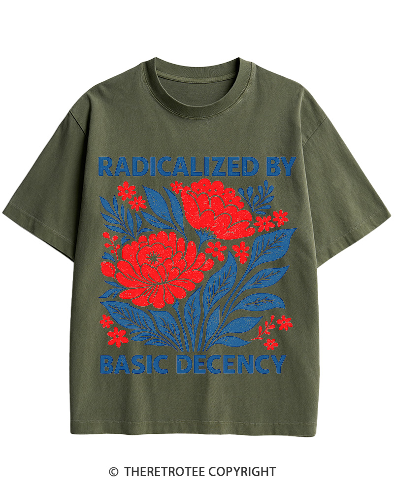 TheRetroTee Radicalized by Basic Decency Cotton T-Shirt