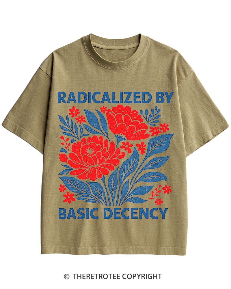 TheRetroTee Radicalized by Basic Decency Cotton T-Shirt