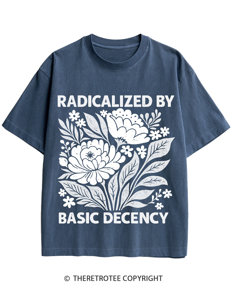 TheRetroTee Radicalized by Basic Decency Cotton T-Shirt