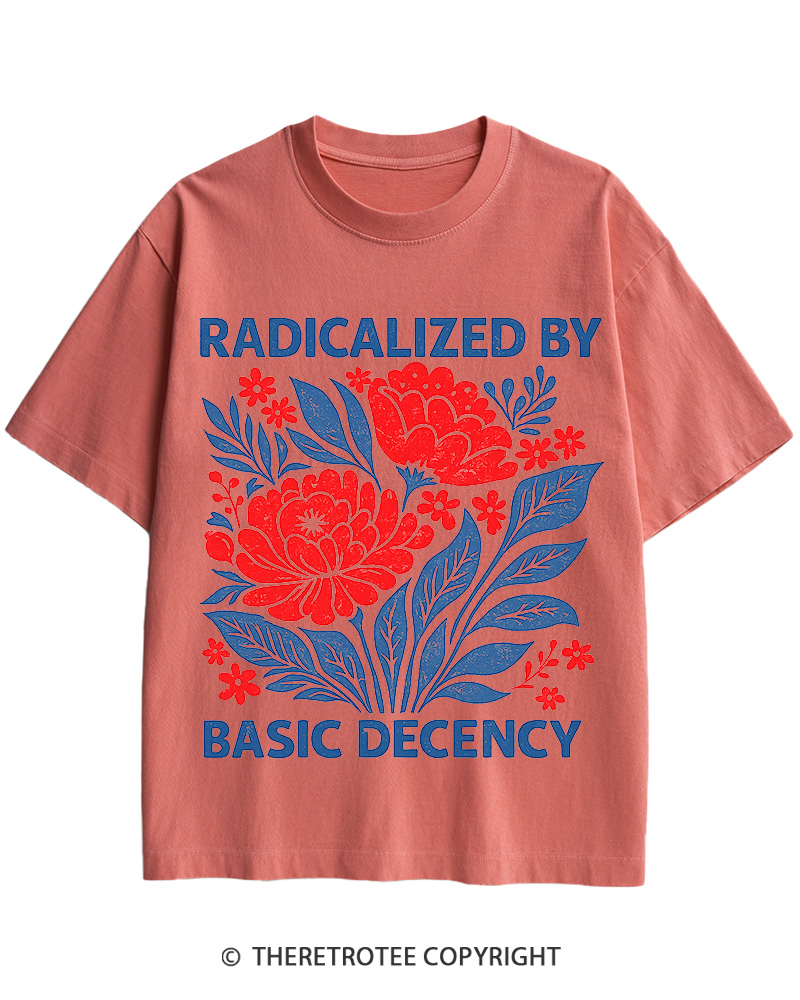 TheRetroTee Radicalized by Basic Decency Cotton T-Shirt