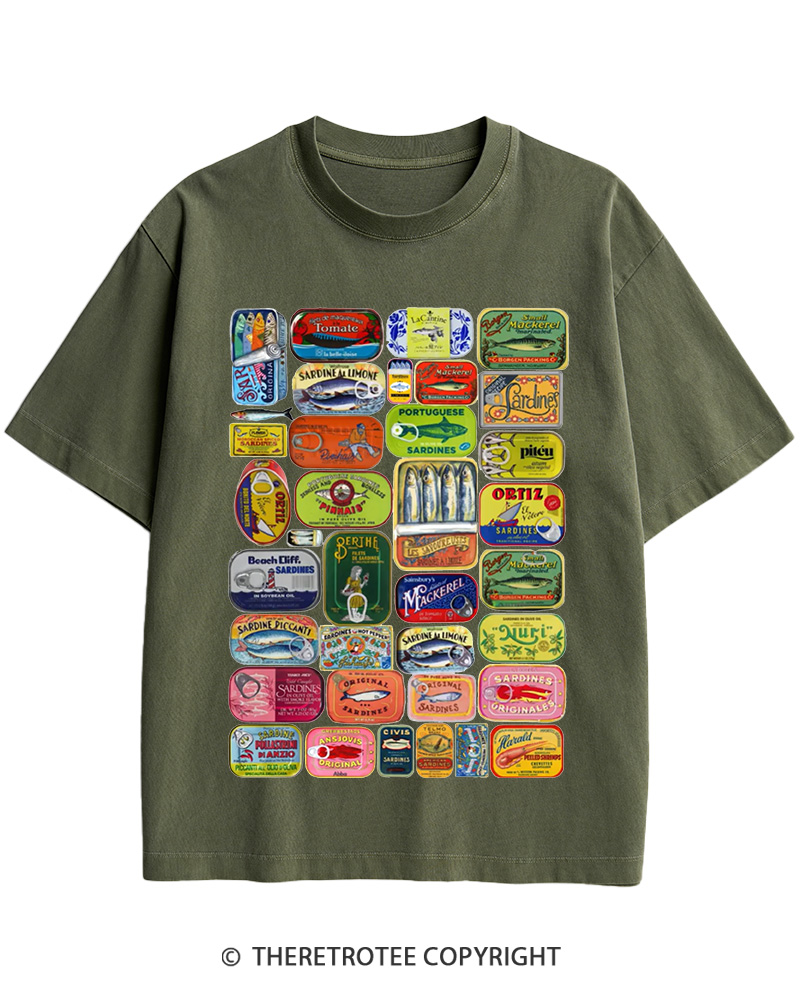TheRetroTee Tinned Fish 1960s Cotton T-Shirt