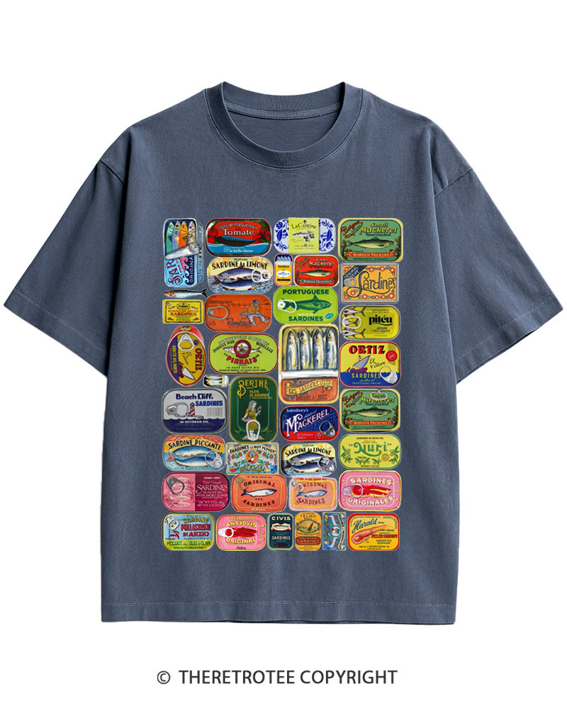 TheRetroTee Tinned Fish 1960s Cotton T-Shirt