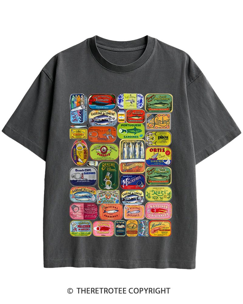 TheRetroTee Tinned Fish 1960s Cotton T-Shirt