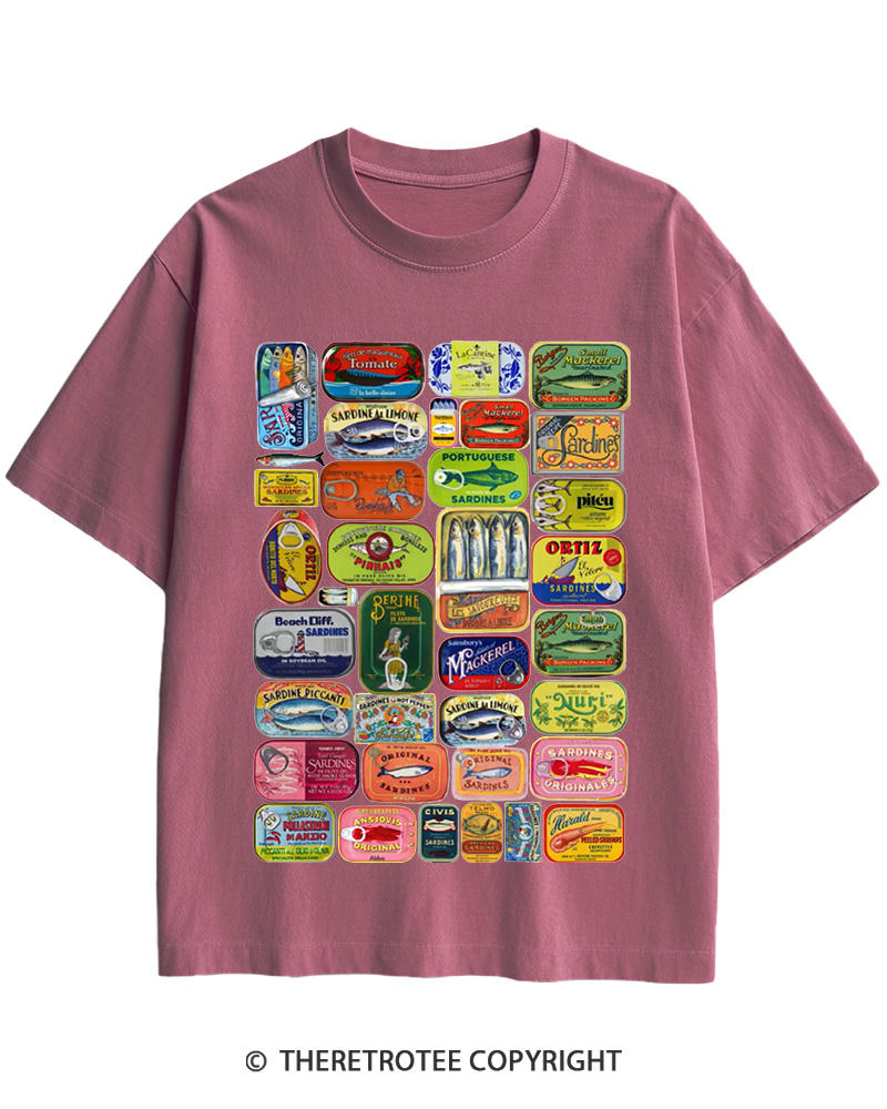 TheRetroTee Tinned Fish 1960s Cotton T-Shirt