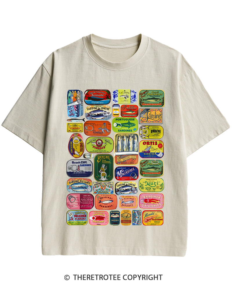 TheRetroTee Tinned Fish 1960s Cotton T-Shirt