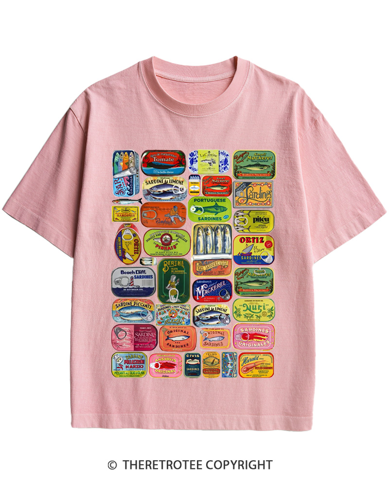 TheRetroTee Tinned Fish 1960s Cotton T-Shirt