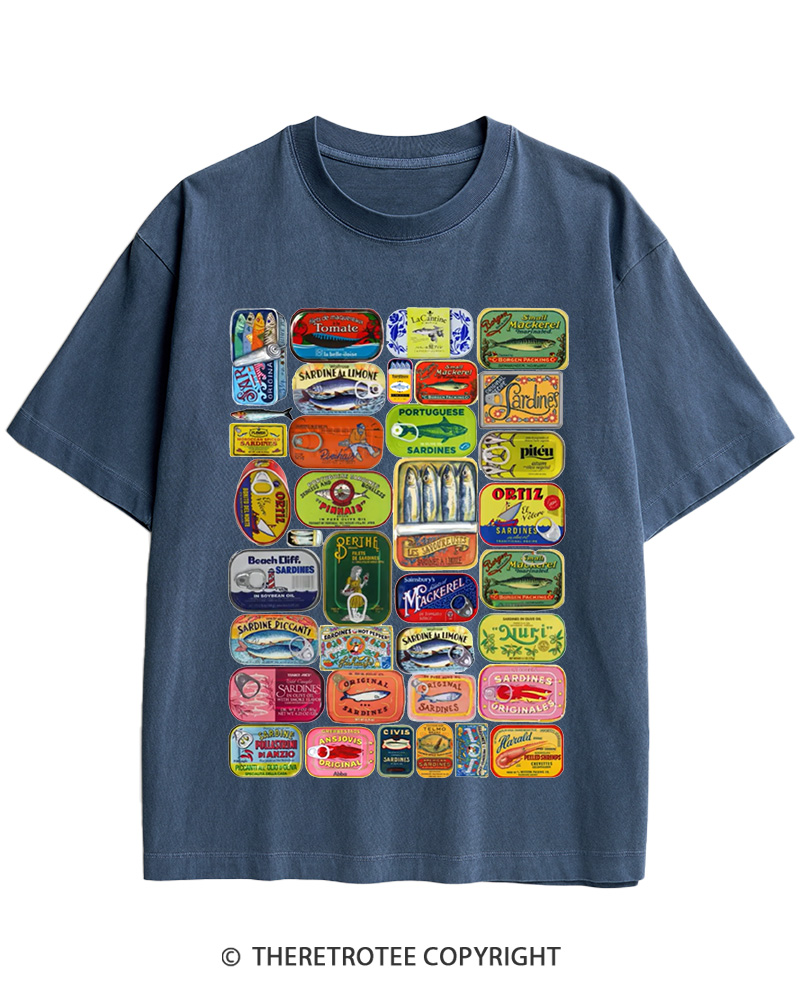 TheRetroTee Tinned Fish 1960s Cotton T-Shirt