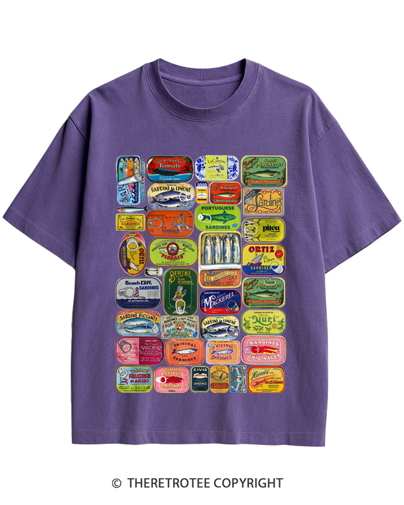 TheRetroTee Tinned Fish 1960s Cotton T-Shirt