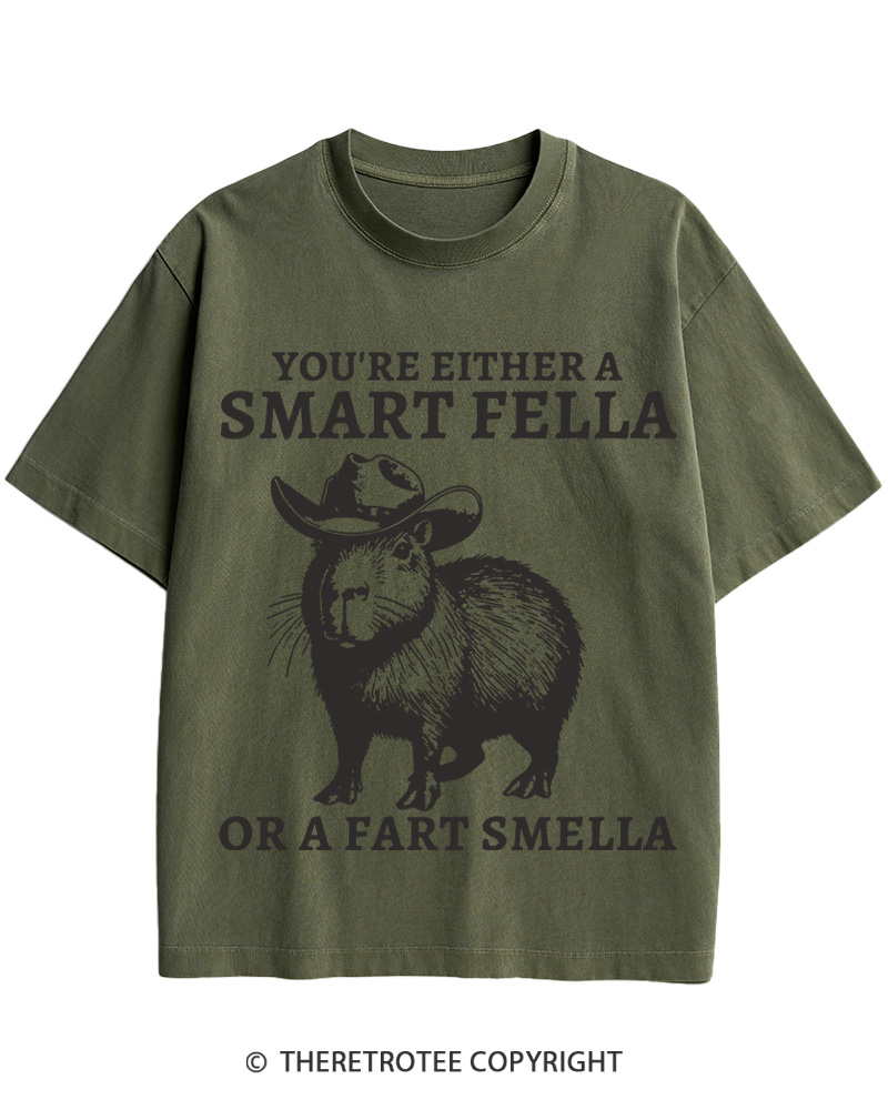 TheRetroTee Smart Fella Capybara 1990s Cotton T-Shirt
