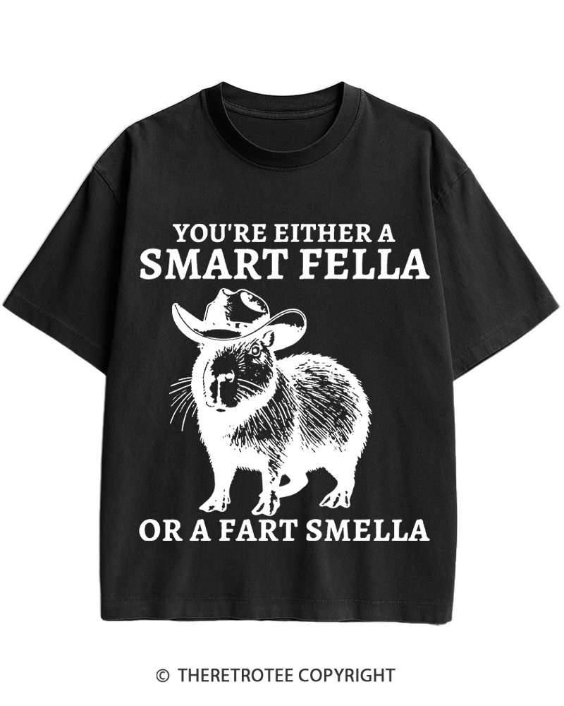 TheRetroTee Smart Fella Capybara 1990s Cotton T-Shirt