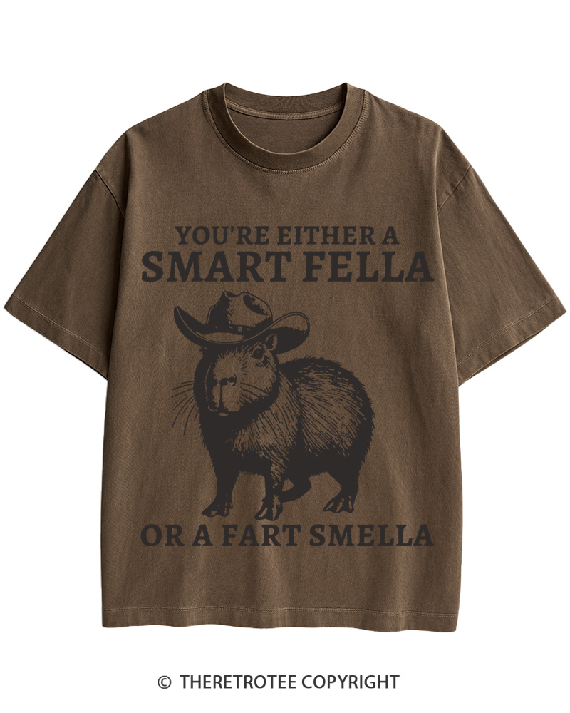 TheRetroTee Smart Fella Capybara 1990s Cotton T-Shirt