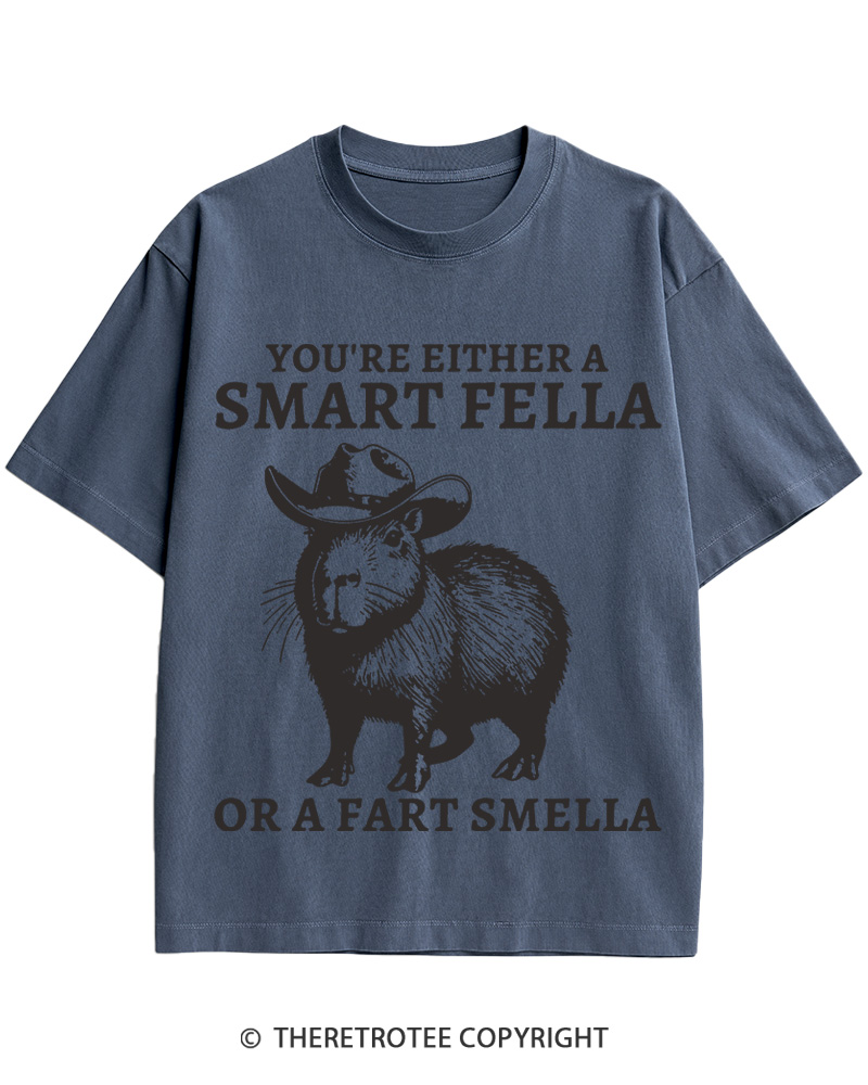 TheRetroTee Smart Fella Capybara 1990s Cotton T-Shirt