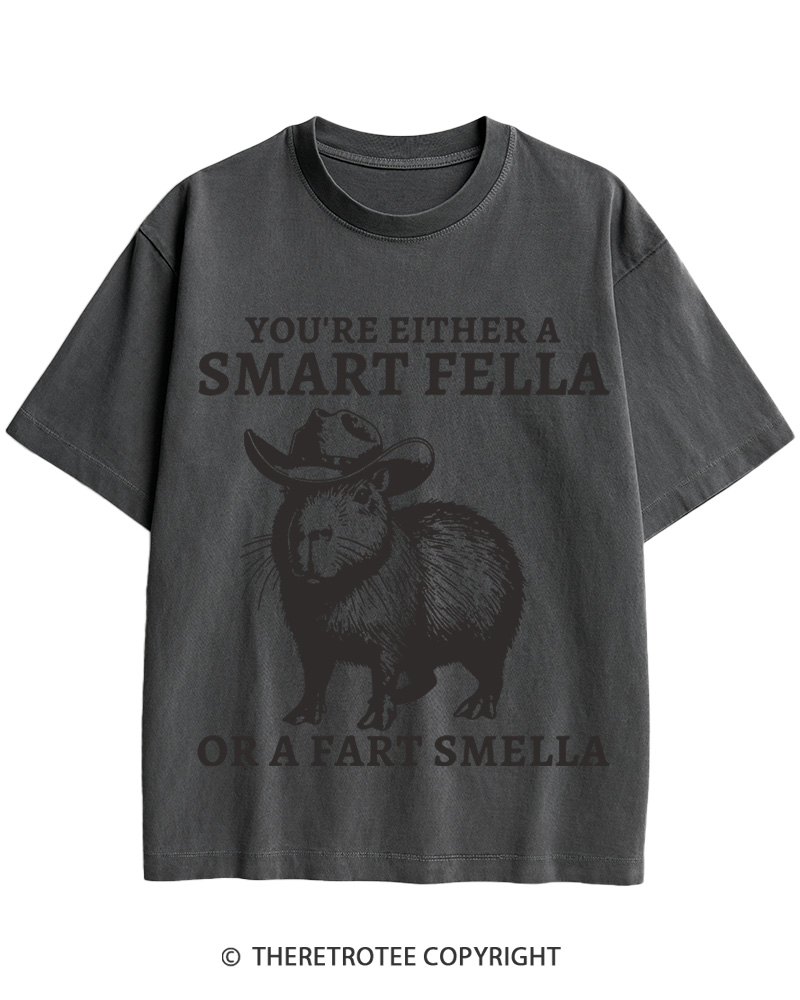 TheRetroTee Smart Fella Capybara 1990s Cotton T-Shirt