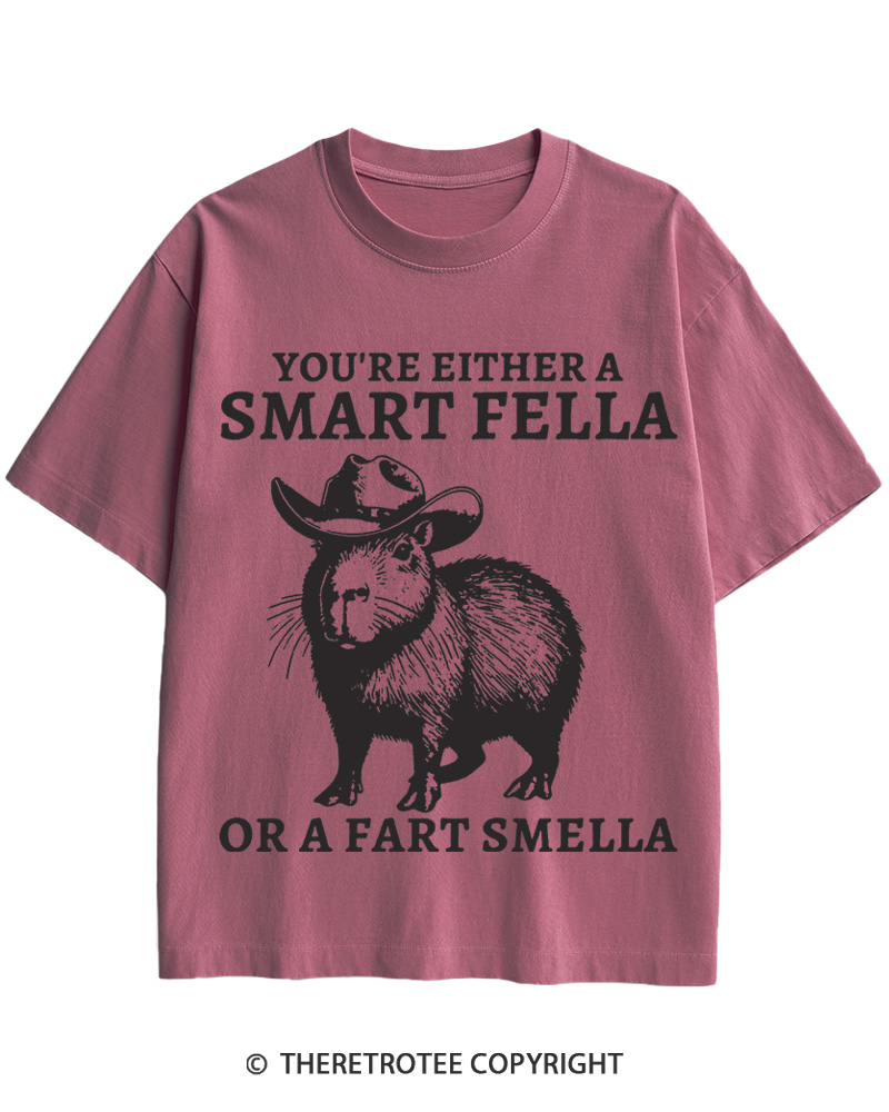 TheRetroTee Smart Fella Capybara 1990s Cotton T-Shirt