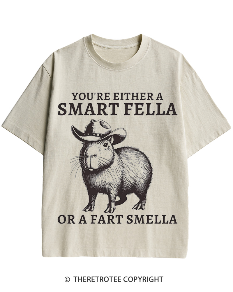TheRetroTee Smart Fella Capybara 1990s Cotton T-Shirt