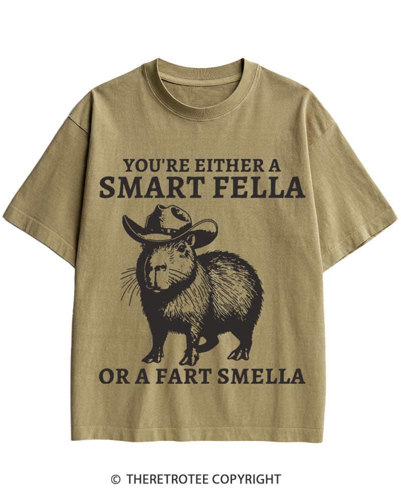TheRetroTee Smart Fella Capybara 1990s Cotton T-Shirt