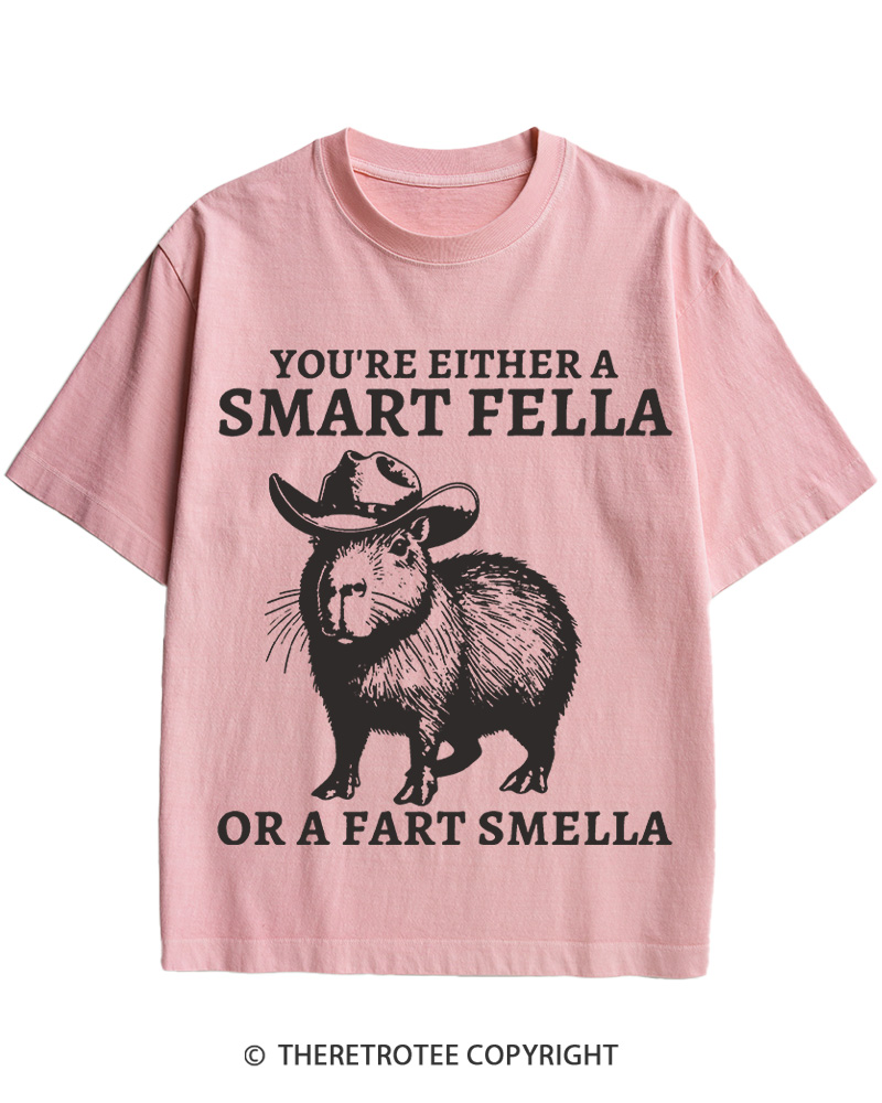 TheRetroTee Smart Fella Capybara 1990s Cotton T-Shirt