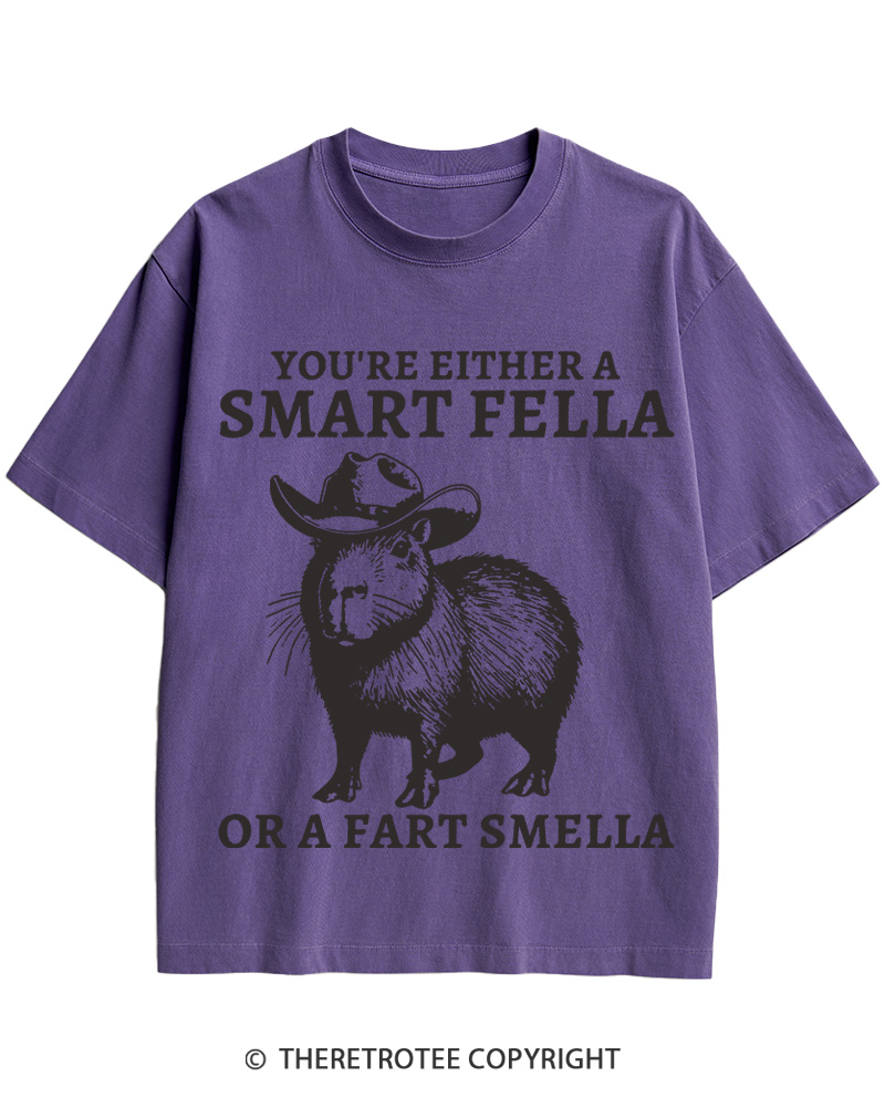 TheRetroTee Smart Fella Capybara 1990s Cotton T-Shirt