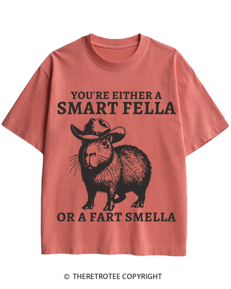 TheRetroTee Smart Fella Capybara 1990s Cotton T-Shirt