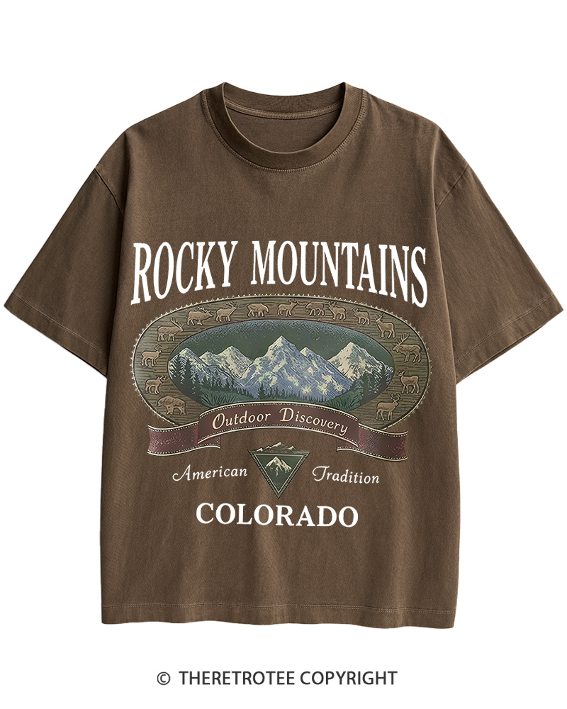 TheRetroTee Rocky Mountains Colorado 1980s Cotton T-Shirt