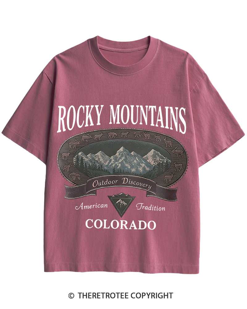 TheRetroTee Rocky Mountains Colorado 1980s Cotton T-Shirt