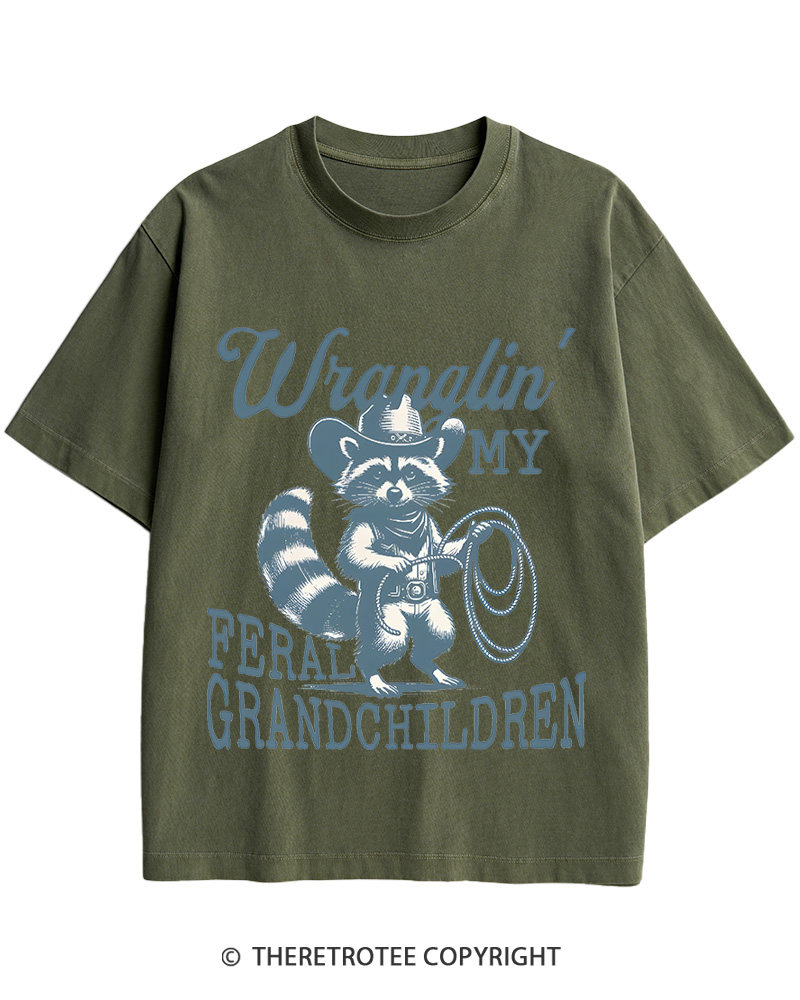 TheRetroTee Raccoon Feral Grandchildren 1940s Cotton T-Shirt