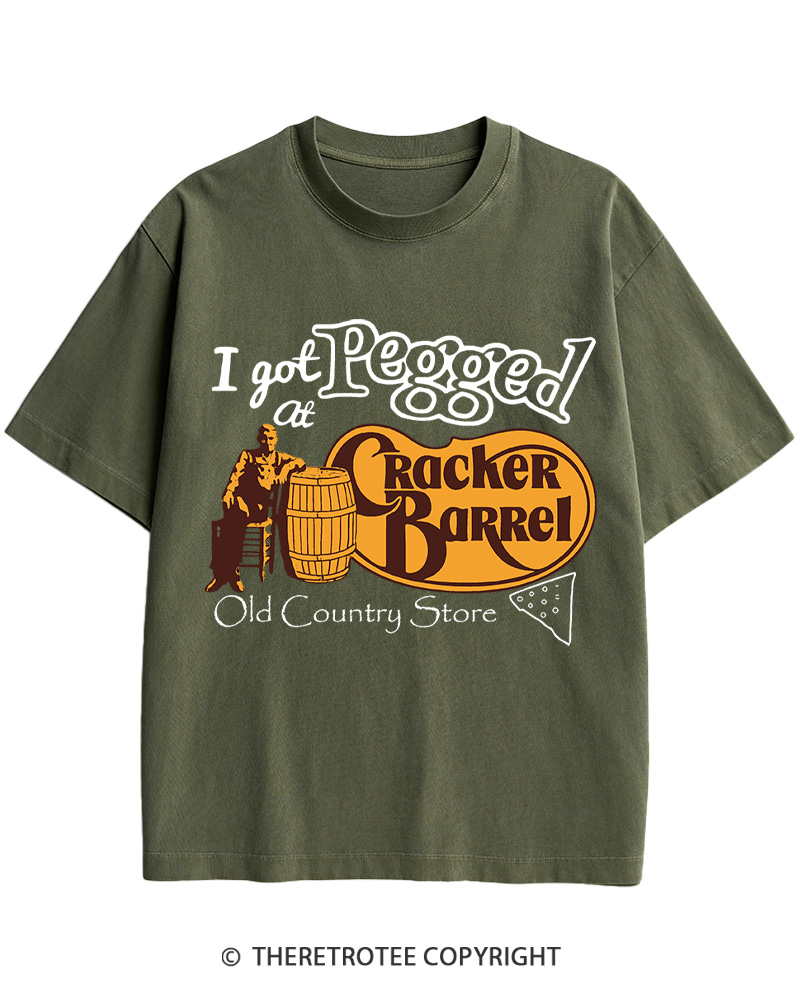 TheRetroTee I Got Pegged At Cracker Barrel 1970s Cotton T-Shirt