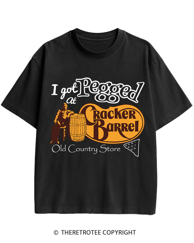 TheRetroTee I Got Pegged At Cracker Barrel 1970s Cotton T-Shirt