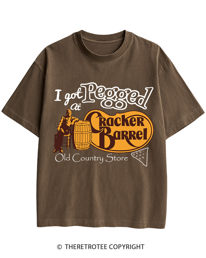 TheRetroTee I Got Pegged At Cracker Barrel 1970s Cotton T-Shirt