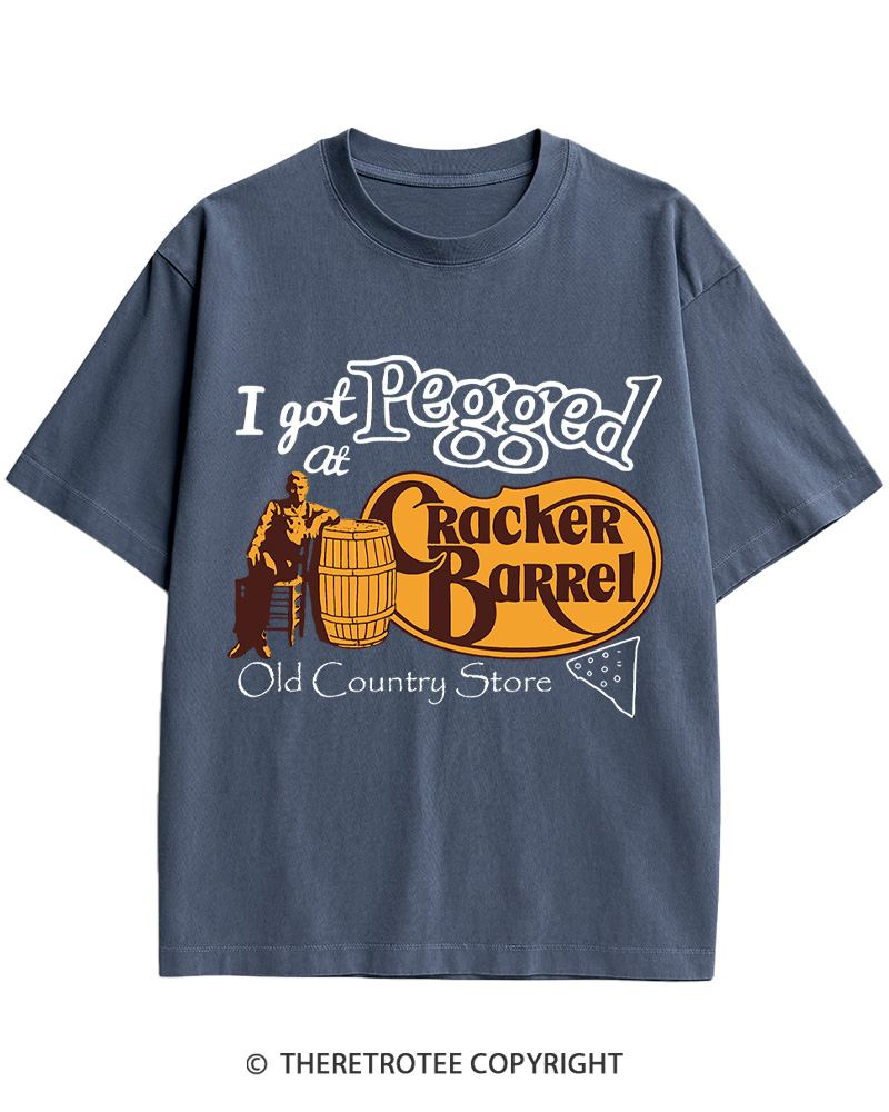 TheRetroTee I Got Pegged At Cracker Barrel 1970s Cotton T-Shirt