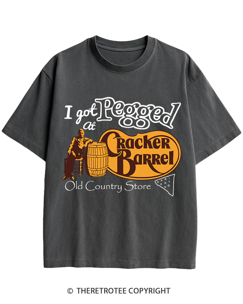 TheRetroTee I Got Pegged At Cracker Barrel 1970s Cotton T-Shirt