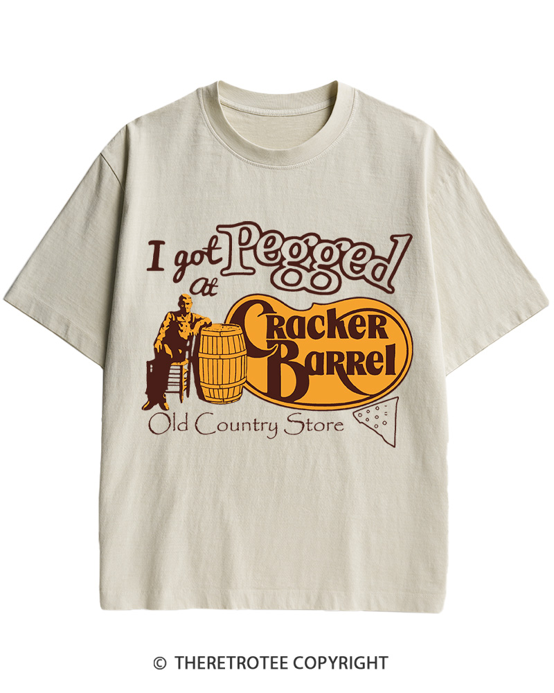 TheRetroTee I Got Pegged At Cracker Barrel 1970s Cotton T-Shirt
