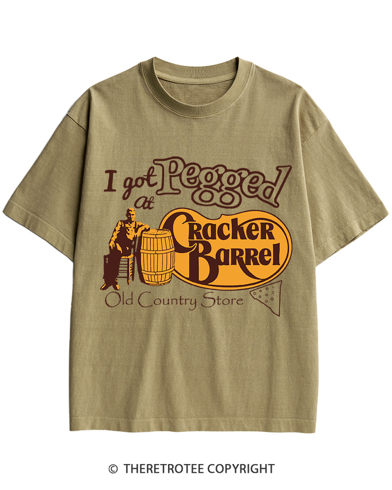 TheRetroTee I Got Pegged At Cracker Barrel 1970s Cotton T-Shirt