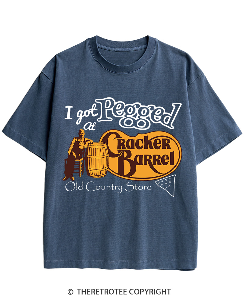 TheRetroTee I Got Pegged At Cracker Barrel 1970s Cotton T-Shirt