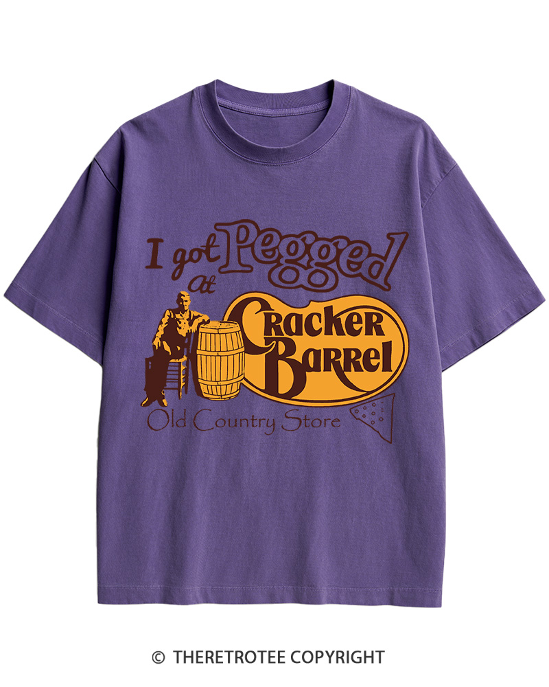 TheRetroTee I Got Pegged At Cracker Barrel 1970s Cotton T-Shirt