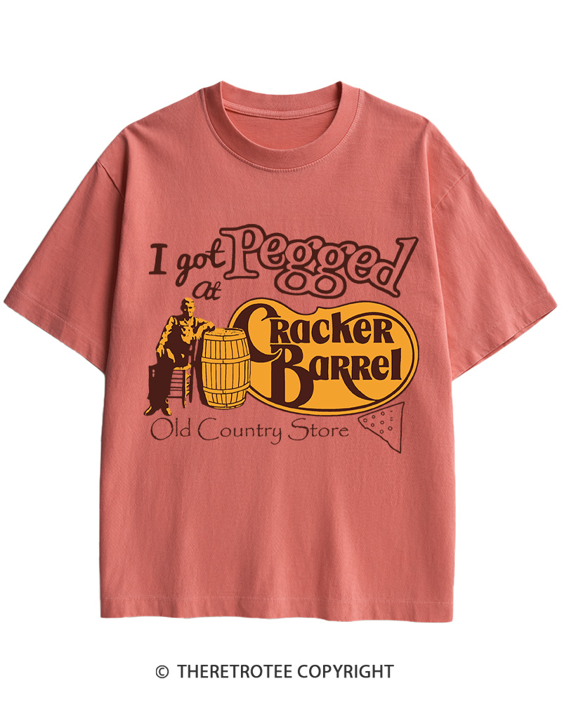 TheRetroTee I Got Pegged At Cracker Barrel 1970s Cotton T-Shirt