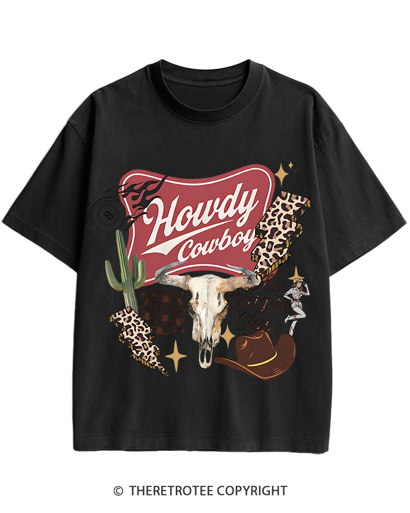 TheRetroTee Cowboy Skull Disco 1970s Cotton T-Shirt