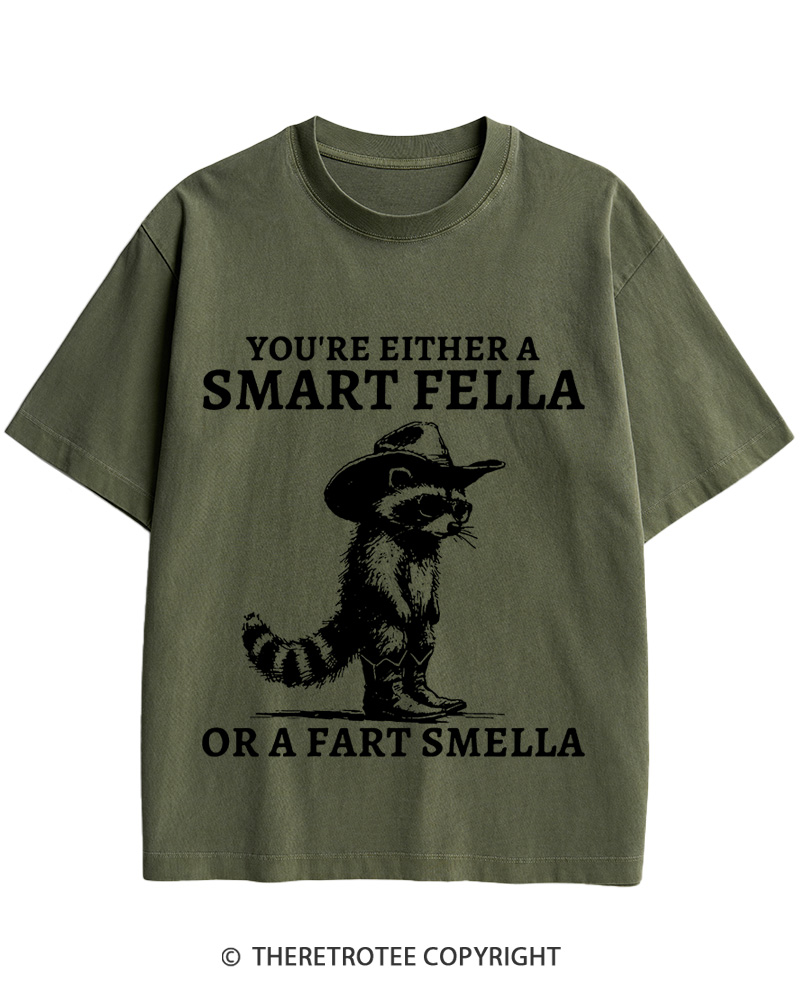 TheRetroTee Smart Fella Raccoon 90s Shirt Cotton T-Shirt