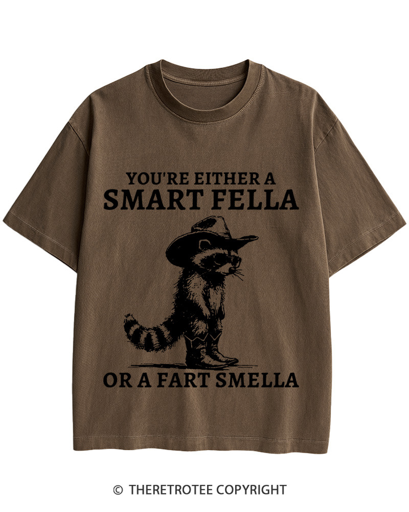 TheRetroTee Smart Fella Raccoon 90s Shirt Cotton T-Shirt