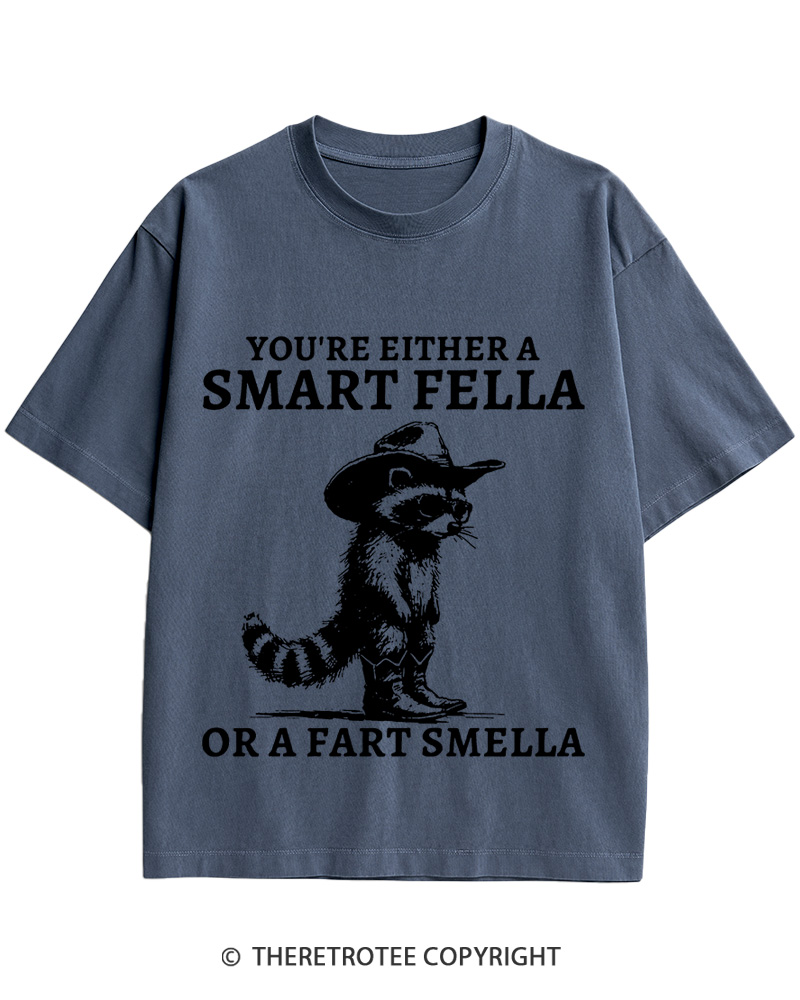 TheRetroTee Smart Fella Raccoon 90s Shirt Cotton T-Shirt