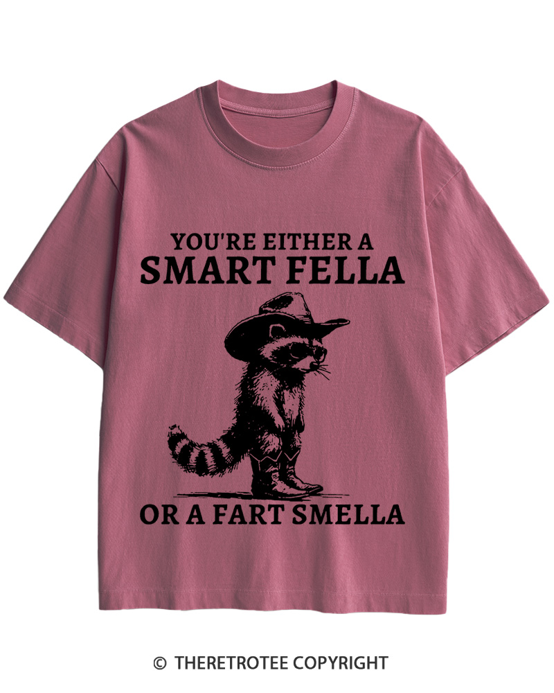 TheRetroTee Smart Fella Raccoon 90s Shirt Cotton T-Shirt