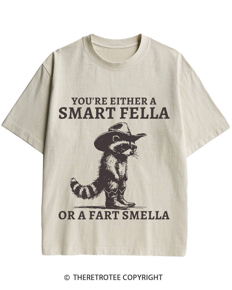 TheRetroTee Smart Fella Raccoon 90s Shirt Cotton T-Shirt