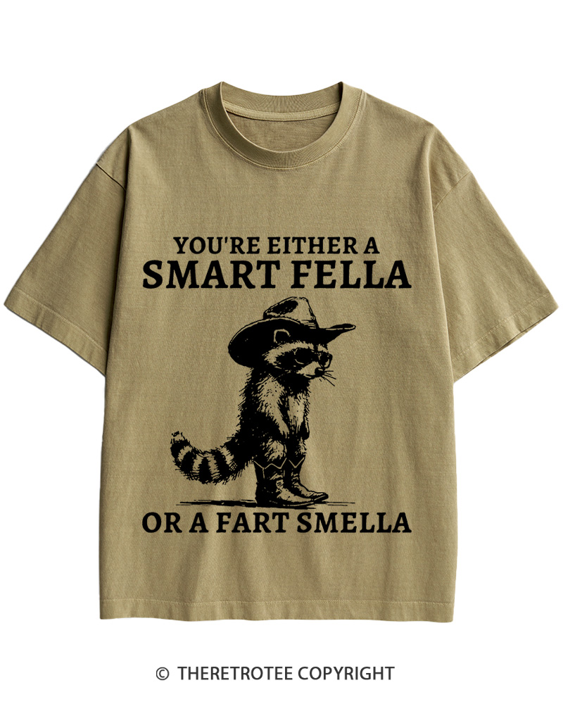 TheRetroTee Smart Fella Raccoon 90s Shirt Cotton T-Shirt