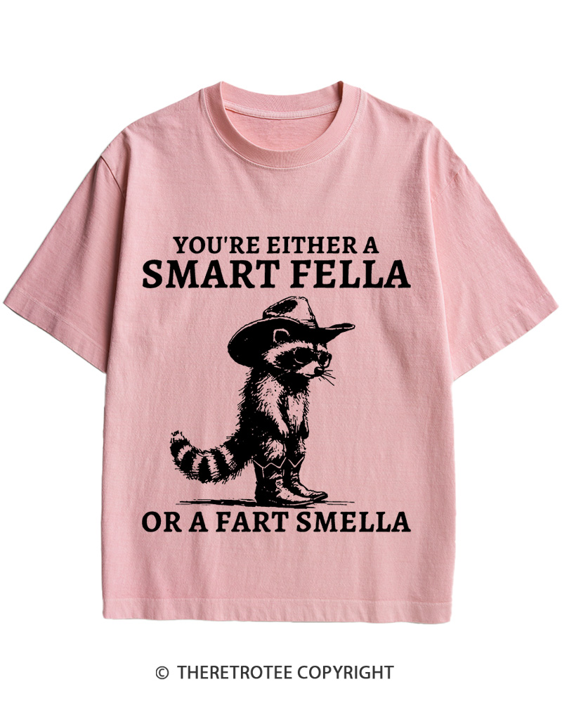 TheRetroTee Smart Fella Raccoon 90s Shirt Cotton T-Shirt
