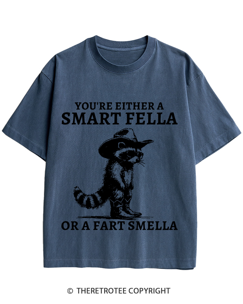 TheRetroTee Smart Fella Raccoon 90s Shirt Cotton T-Shirt