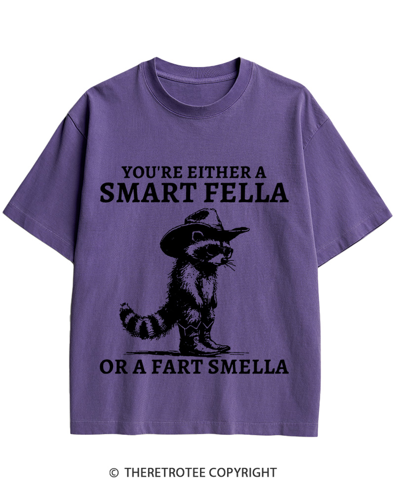 TheRetroTee Smart Fella Raccoon 90s Shirt Cotton T-Shirt