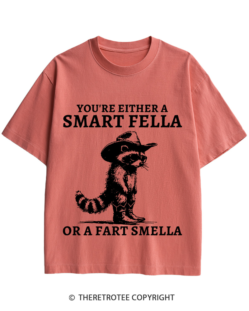 TheRetroTee Smart Fella Raccoon 90s Shirt Cotton T-Shirt