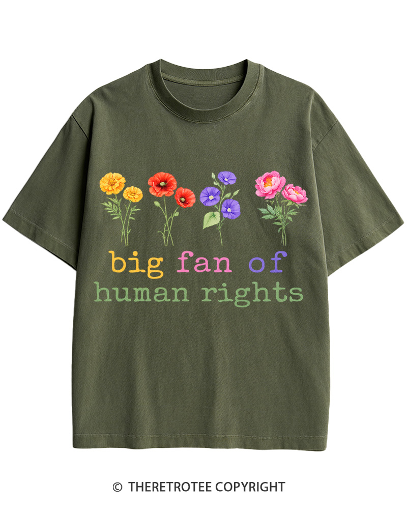 TheRetroTee Big Fan Of Human Rights Cotton T-Shirt